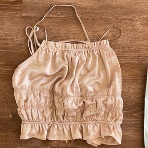 Open back cropped tank champagne